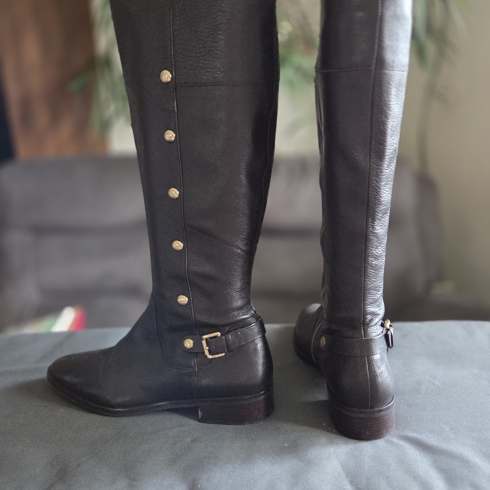 Michael Kors Espresso Knee-High Boots with Gold Details